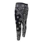 Black Paisley Bandana Print Men's Compression Pants