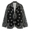 Black Paisley Bandana Print Men's Cotton Blazer