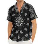 Black Paisley Bandana Print Men's Deep V-Neck Shirt