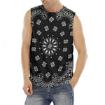 Black Paisley Bandana Print Men's Fitness Tank Top