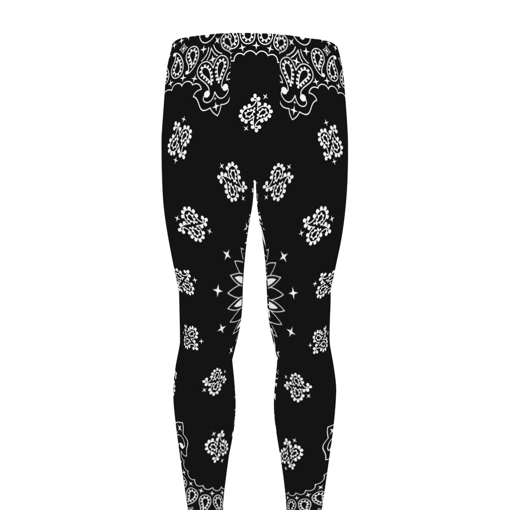 Black Paisley Bandana Print Men's leggings
