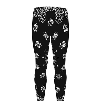 Black Paisley Bandana Print Men's leggings