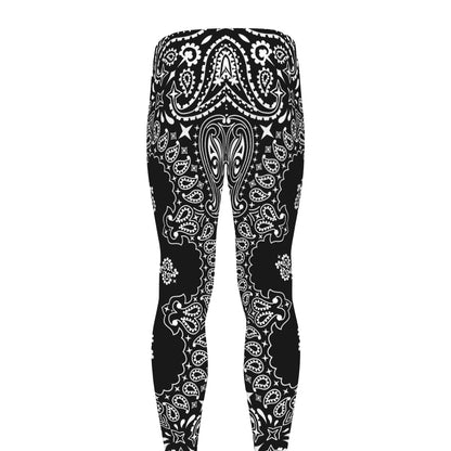 Black Paisley Bandana Print Men's leggings