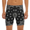 Black Paisley Bandana Print Men's Long Boxer Briefs