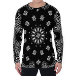 Black Paisley Bandana Print Men's Long Sleeve T-Shirt