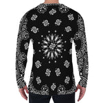 Black Paisley Bandana Print Men's Long Sleeve T-Shirt