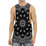 Black Paisley Bandana Print Men's Muscle Tank Top