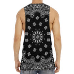 Black Paisley Bandana Print Men's Muscle Tank Top