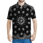 Black Paisley Bandana Print Men's Polo Shirt