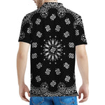 Black Paisley Bandana Print Men's Polo Shirt