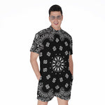Black Paisley Bandana Print Men's Rompers