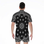 Black Paisley Bandana Print Men's Rompers