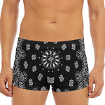 Black Paisley Bandana Print Men's Short Boxer Briefs