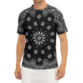 Black Paisley Bandana Print Men's Short Sleeve Rash Guard