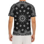 Black Paisley Bandana Print Men's Short Sleeve Rash Guard