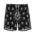 Black Paisley Bandana Print Men's Athletic Shorts