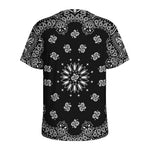 Black Paisley Bandana Print Men's Sports T-Shirt