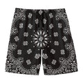 Black Paisley Bandana Print Men's Swim Trunks