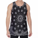 Black Paisley Bandana Print Men's Velvet Tank Top