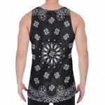 Black Paisley Bandana Print Men's Velvet Tank Top