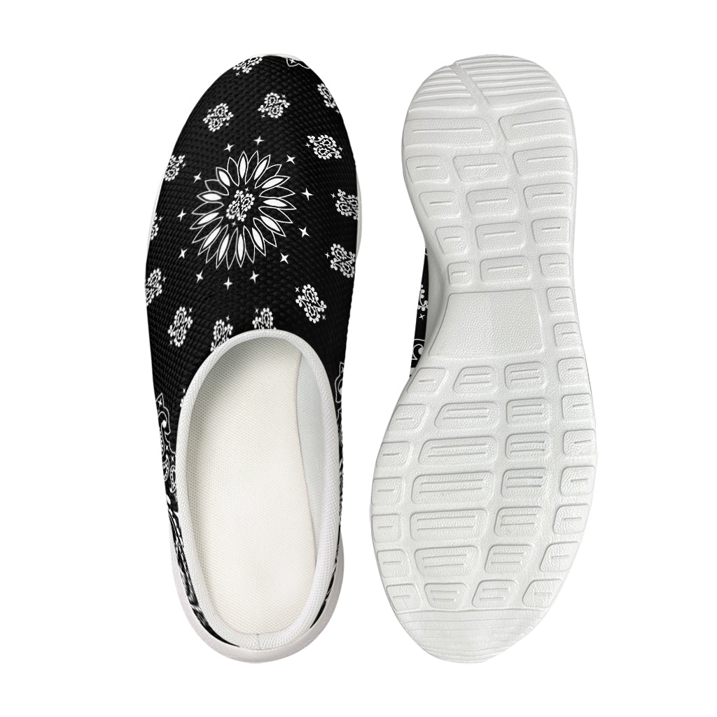 Black Paisley Bandana Print Mesh Casual Shoes