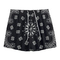 Black Paisley Bandana Print Mesh Shorts