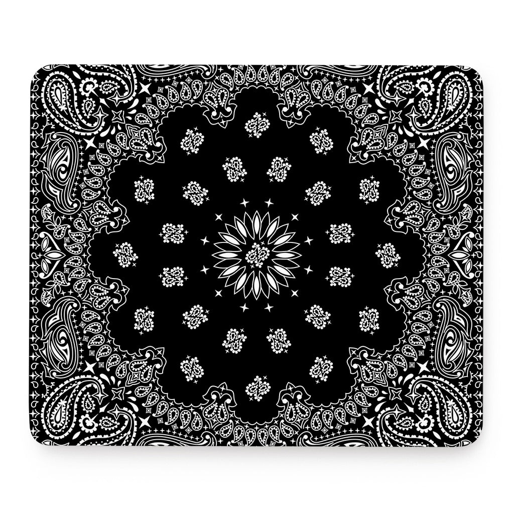 Black Paisley Bandana Print Mouse Pad