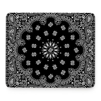 Black Paisley Bandana Print Mouse Pad