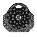 Black Paisley Bandana Print Neoprene Lunch Bag