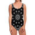 Black Paisley Bandana Print One Piece Swimsuit