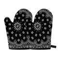 Black Paisley Bandana Print Oven Mitts