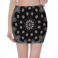 Black Paisley Bandana Print Pencil Mini Skirt