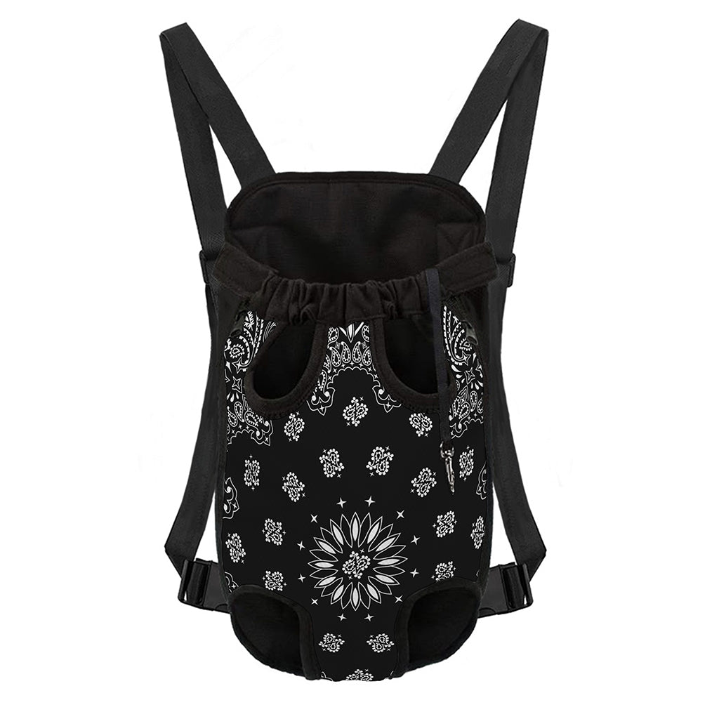 Black Paisley Bandana Print Pet Carrier Backpack