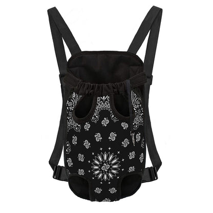 Black Paisley Bandana Print Pet Carrier Backpack