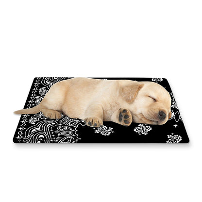 Black Paisley Bandana Print Pet Cooling Mat Cover