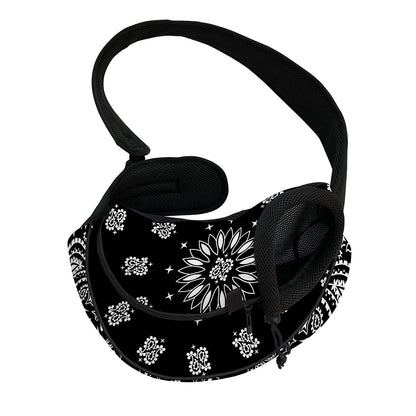 Black Paisley Bandana Print Pet Sling Carrier
