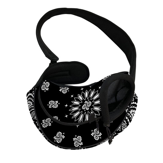 Black Paisley Bandana Print Pet Sling Carrier