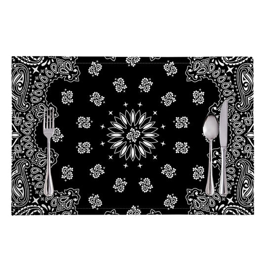 Black Paisley Bandana Print Placemat