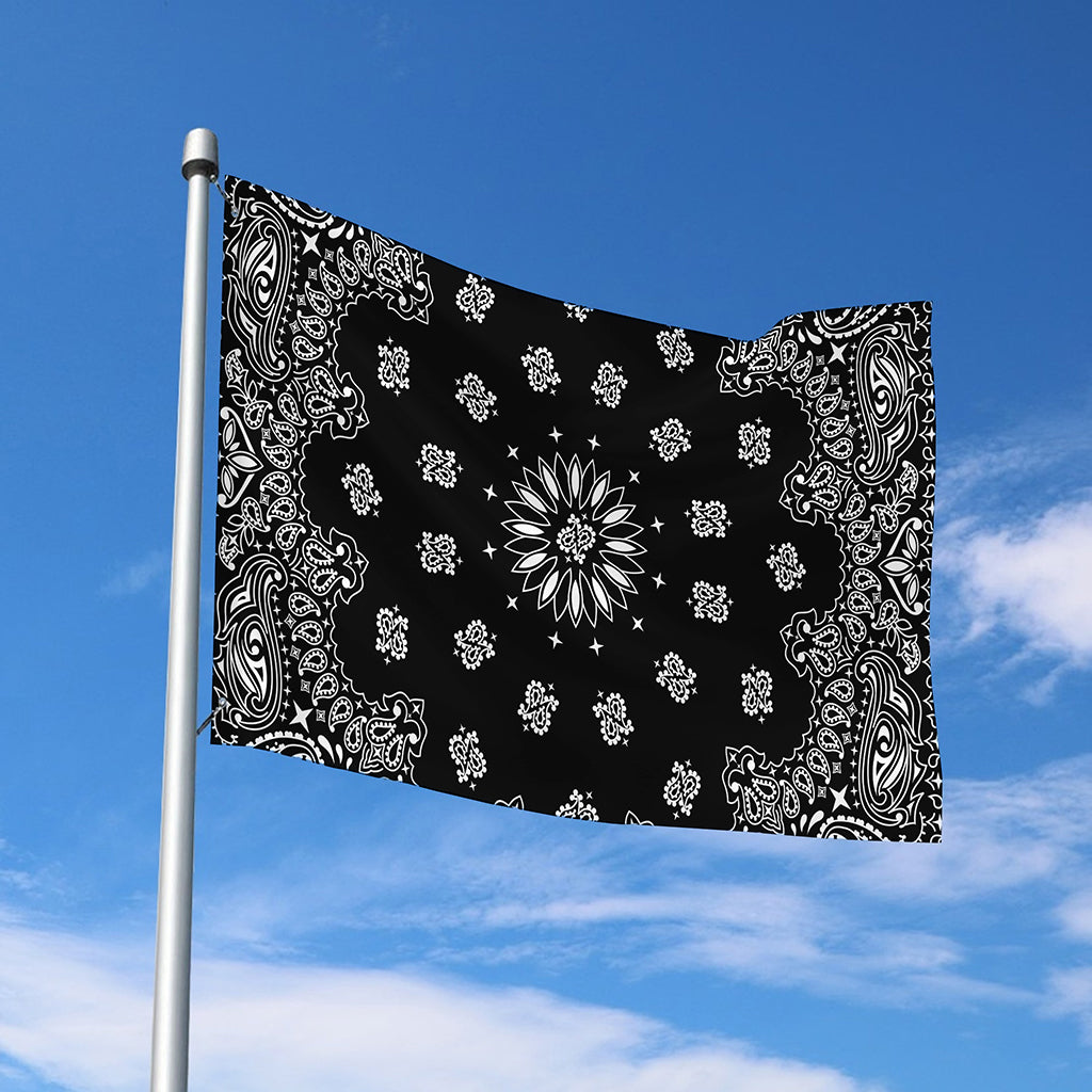 Black Paisley Bandana Print Polyester Flag