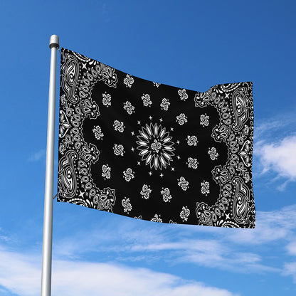 Black Paisley Bandana Print Polyester Flag