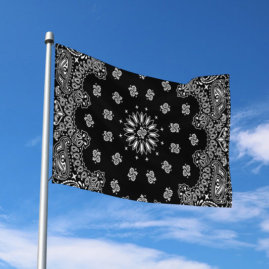 Black Paisley Bandana Print Polyester Flag