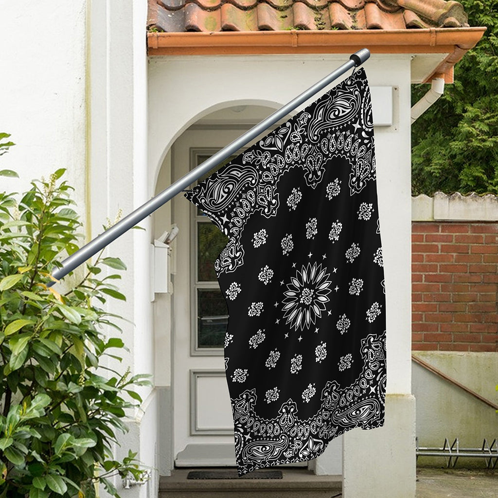 Black Paisley Bandana Print Polyester Flag