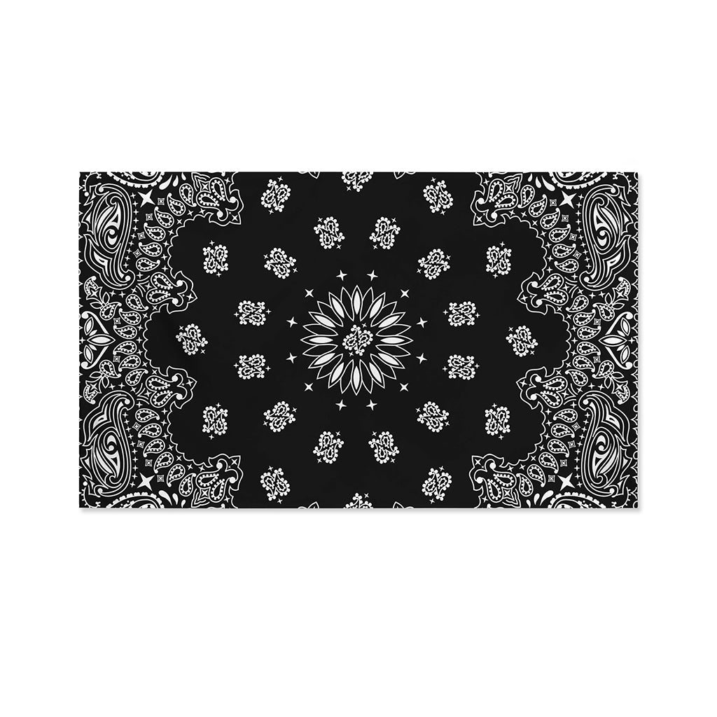 Black Paisley Bandana Print Polyester Flag