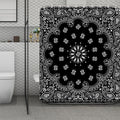 Black Paisley Bandana Print Polyester Shower Curtain