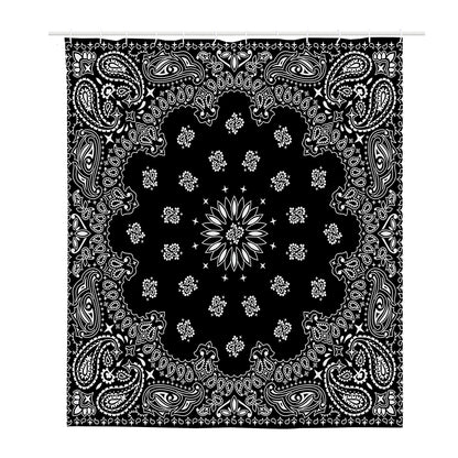 Black Paisley Bandana Print Polyester Shower Curtain