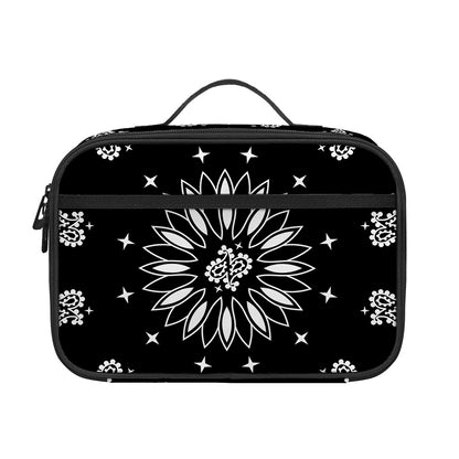 Black Paisley Bandana Print Portable Lunch Bag