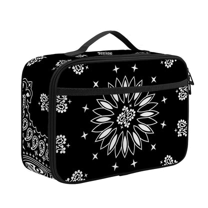Black Paisley Bandana Print Portable Lunch Bag