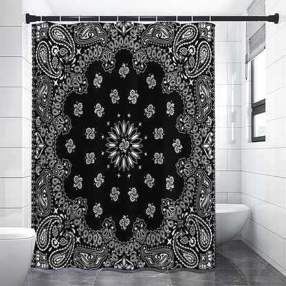 Black Paisley Bandana Print Premium Shower Curtain