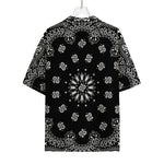 Black Paisley Bandana Print Rayon Hawaiian Shirt