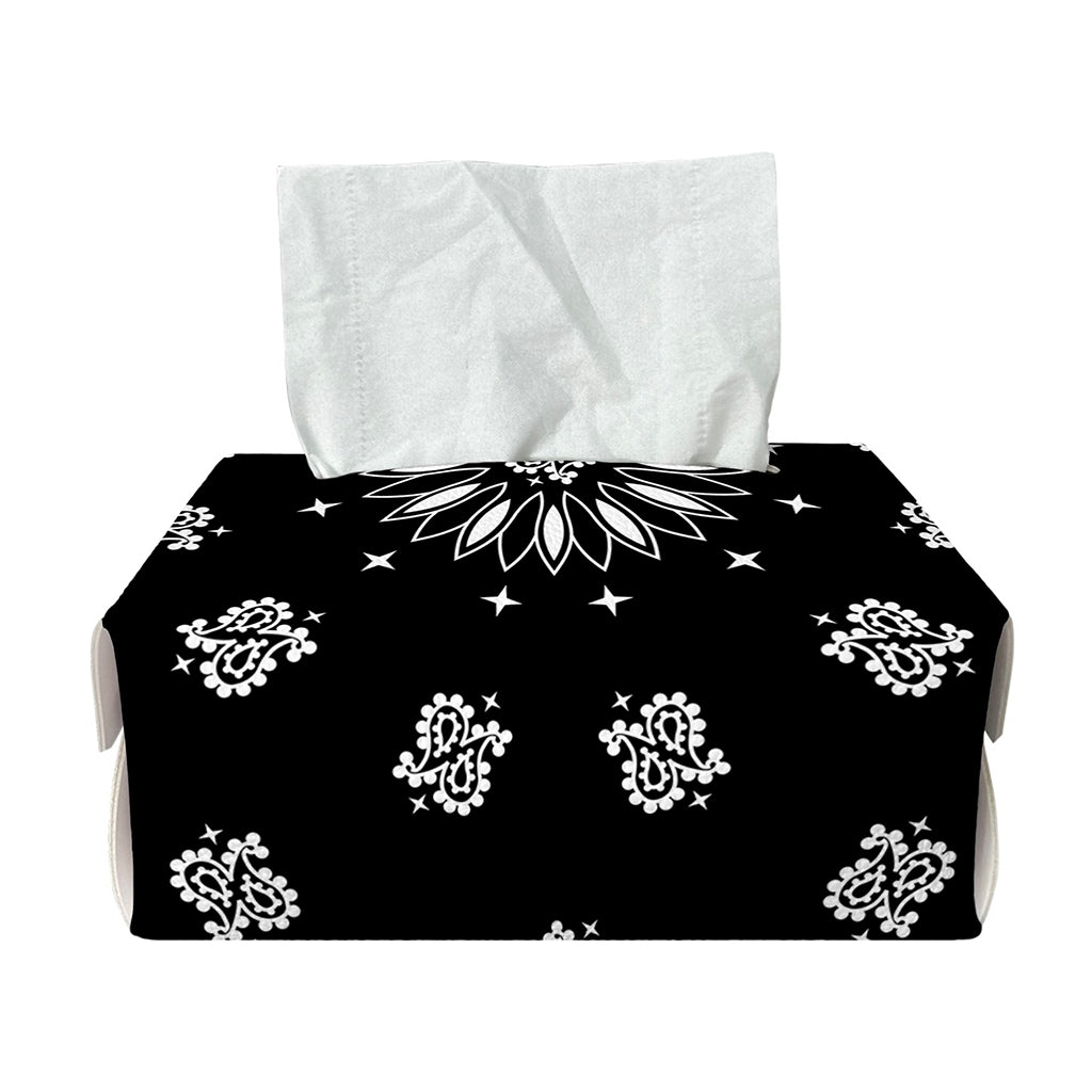 Black Paisley Bandana Print Rectangle Tissue Box Cover